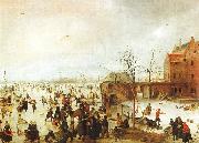 Hendrick Avercamp A Scene on the Ice near a Town oil painting on canvas